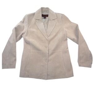 Luxurious Siena Women's Beige Genuine Suede Leather Blazer Jacket Size 10